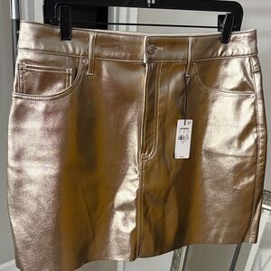 Express Metallic Rose Gold Faux-Leather Mini Skirt